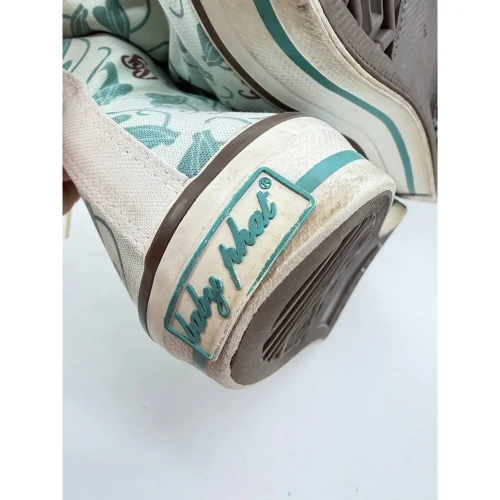 Vintage Y2K Baby Phat Logo Canvas High Top Sneakers Women Size 7 Aqua Cat